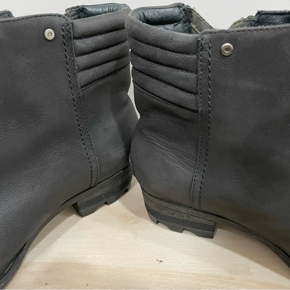 Sorel Booties Women’s 7.5 Black Danica Leather Side Zip Ankle Casual Moto - Picture 12 of 14